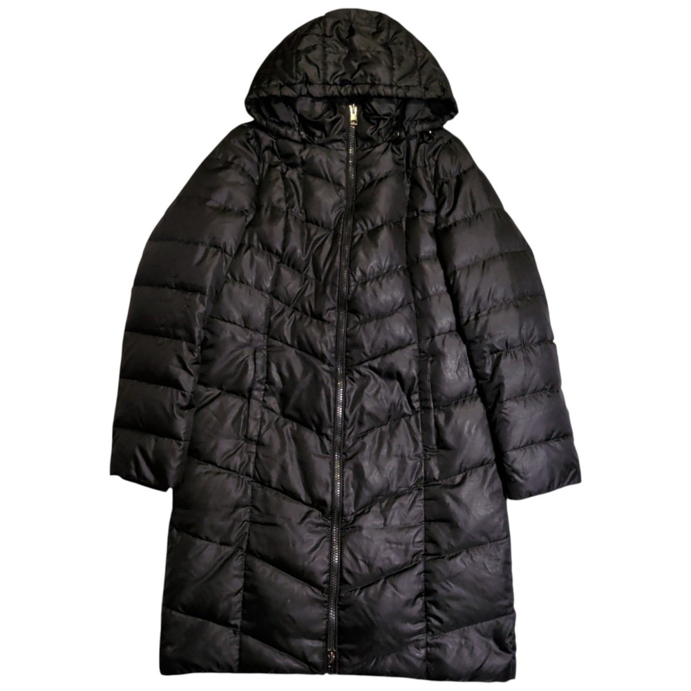 Land's End Long Down Puffer Jacket Womens Size S Hooded Coat READ DESC